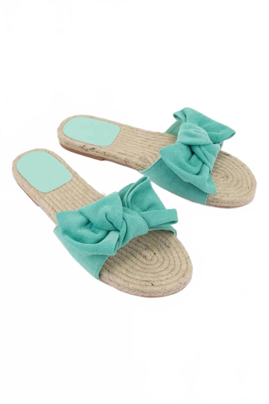 NEW CCOCCI women's aileen oversized bow espadrille slide sandal in mint